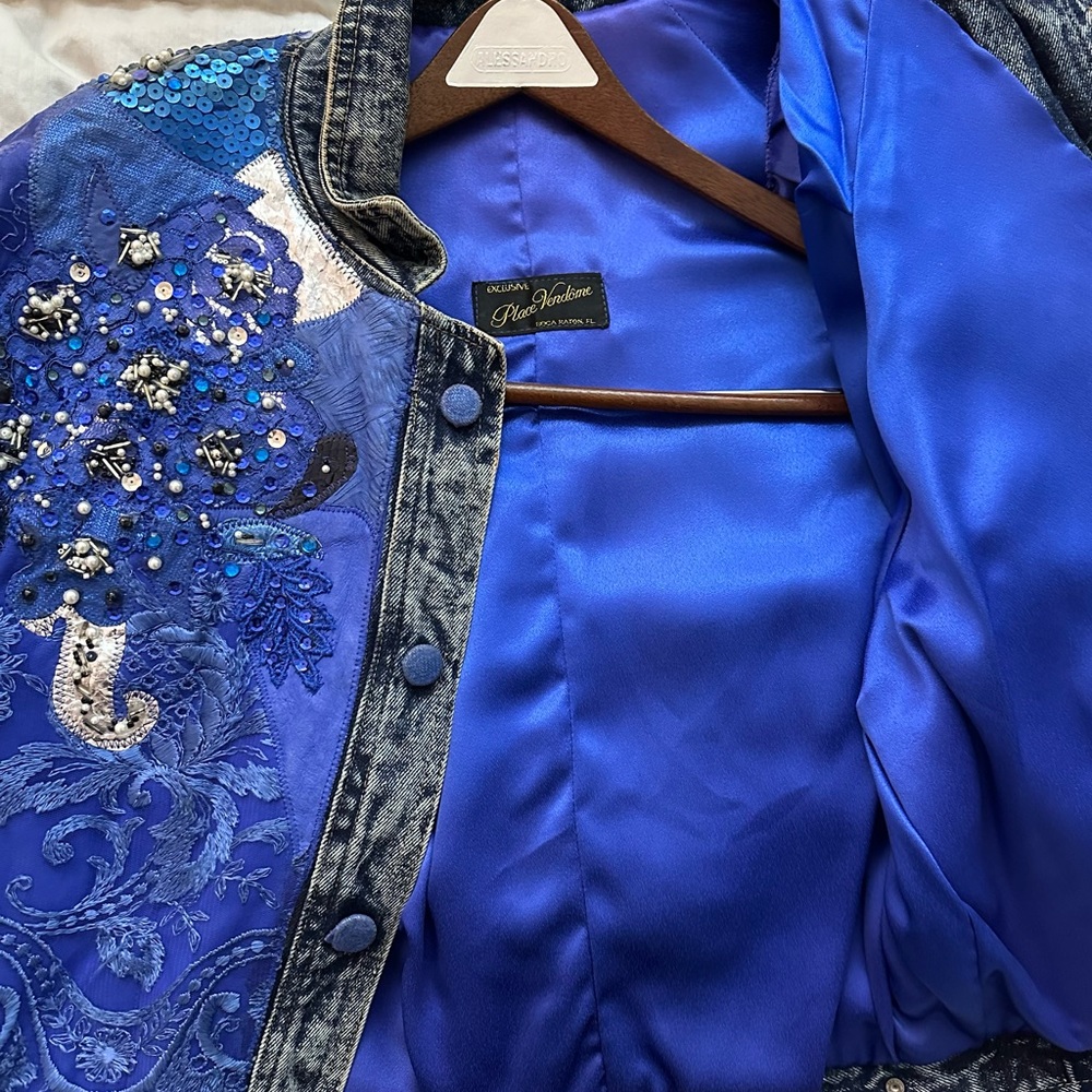 Blue Satin Bomber Jacket with Glossy Finish